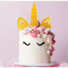 Load image into Gallery viewer, Unicorn Horn &amp; Ears Set Gold Glitter Acrylic Cake Topper Cake Toppers Sugar Crafty   