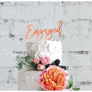 "Engaged" Rose Gold Plated  Cake Topper Decorations Sugar Crafty   
