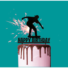 Load image into Gallery viewer, Skater &quot;Happy Birthday&quot; Black Acrylic Cake Topper Cake Toppers Sugar Crafty   