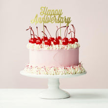 Load image into Gallery viewer, &quot;Happy Anniversary&quot; Gold Plated Cake Topper Cake Toppers Sugar Crafty   