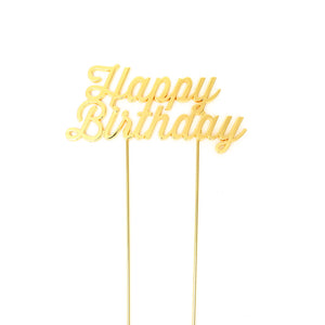 "Happy Birthday" Gold Plated Cake Topper Cake Toppers Sugar Crafty   
