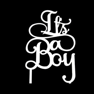 "It's A Boy" White Acrylic Cake Topper Cake Toppers Sugar Crafty   