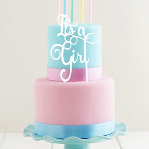 "It's A Girl" White Acrylic Cake Topper Cake Toppers Sugar Crafty   