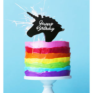 Unicorn "Happy Birthday" Black Acrylic Cake Topper Cake Toppers Sugar Crafty   