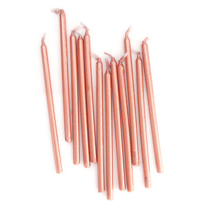 Candles 12cm Tall 12pk Rose Gold Decorations Cake & Candle   