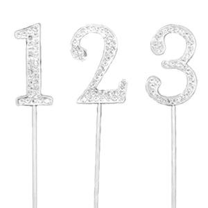 "0-9" Silver Diamanté Cake Toppers Cake Toppers Sugar Crafty   