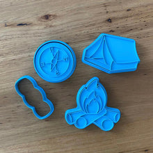 Load image into Gallery viewer, Cookie Cutter &amp; Embosser Stamp - Camping Campfire Supplies Cookie Cutter Store   