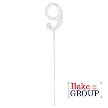 Load image into Gallery viewer, &quot;0-9&quot; Silver Diamanté Cake Toppers Cake Toppers Sugar Crafty 9  