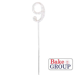 "0-9" Silver Diamanté Cake Toppers Cake Toppers Sugar Crafty 9  