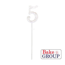 Load image into Gallery viewer, &quot;0-9&quot; Silver Diamanté Cake Toppers Cake Toppers Sugar Crafty 5  