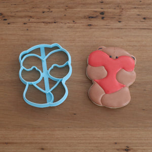 Cookie Cutter & Embosser Stamp - Teddy Bear Hugging/Holding Heart Supplies Cookie Cutter Store   