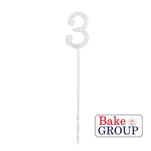 Load image into Gallery viewer, &quot;0-9&quot; Silver Diamanté Cake Toppers Cake Toppers Sugar Crafty 3  