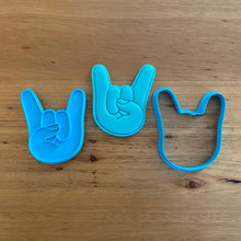 Load image into Gallery viewer, Cookie Cutter &amp; Embosser Stamp - Rock On Hand Sign Supplies Cookie Cutter Store   