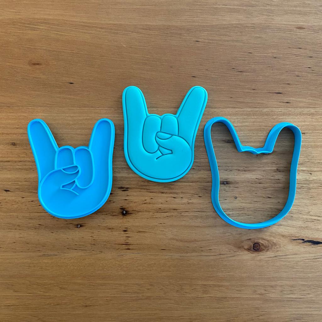Cookie Cutter & Embosser Stamp - Rock On Hand Sign Supplies Cookie Cutter Store   