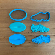 Load image into Gallery viewer, Cookie Cutter &amp; Embosser Stamp - Football/Rugby Ball Supplies Cookie Cutter Store   