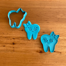 Load image into Gallery viewer, Cookie Cutter &amp; Embosser Stamp - Tooth With Bow Supplies Cookie Cutter Store   