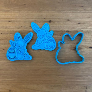 Cookie Cutter & Embosser Stamp - Easter Bunny With Egg & Paint Brush Supplies Cookie Cutter Store   