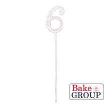 Load image into Gallery viewer, &quot;0-9&quot; Silver Diamanté Cake Toppers Cake Toppers Sugar Crafty 6  