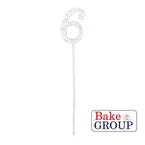 "0-9" Silver Diamanté Cake Toppers Cake Toppers Sugar Crafty 6  
