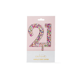 "21" Rainbow Glitter Cake Topper Cake Toppers Cake & Candle   