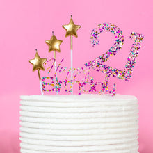 Load image into Gallery viewer, &quot;21&quot; Rainbow Glitter Cake Topper Cake Toppers Cake &amp; Candle   