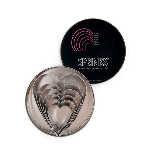 Stainless Steel Pastry Cutter Set - 6 Piece HEARTS  SPRINKS   